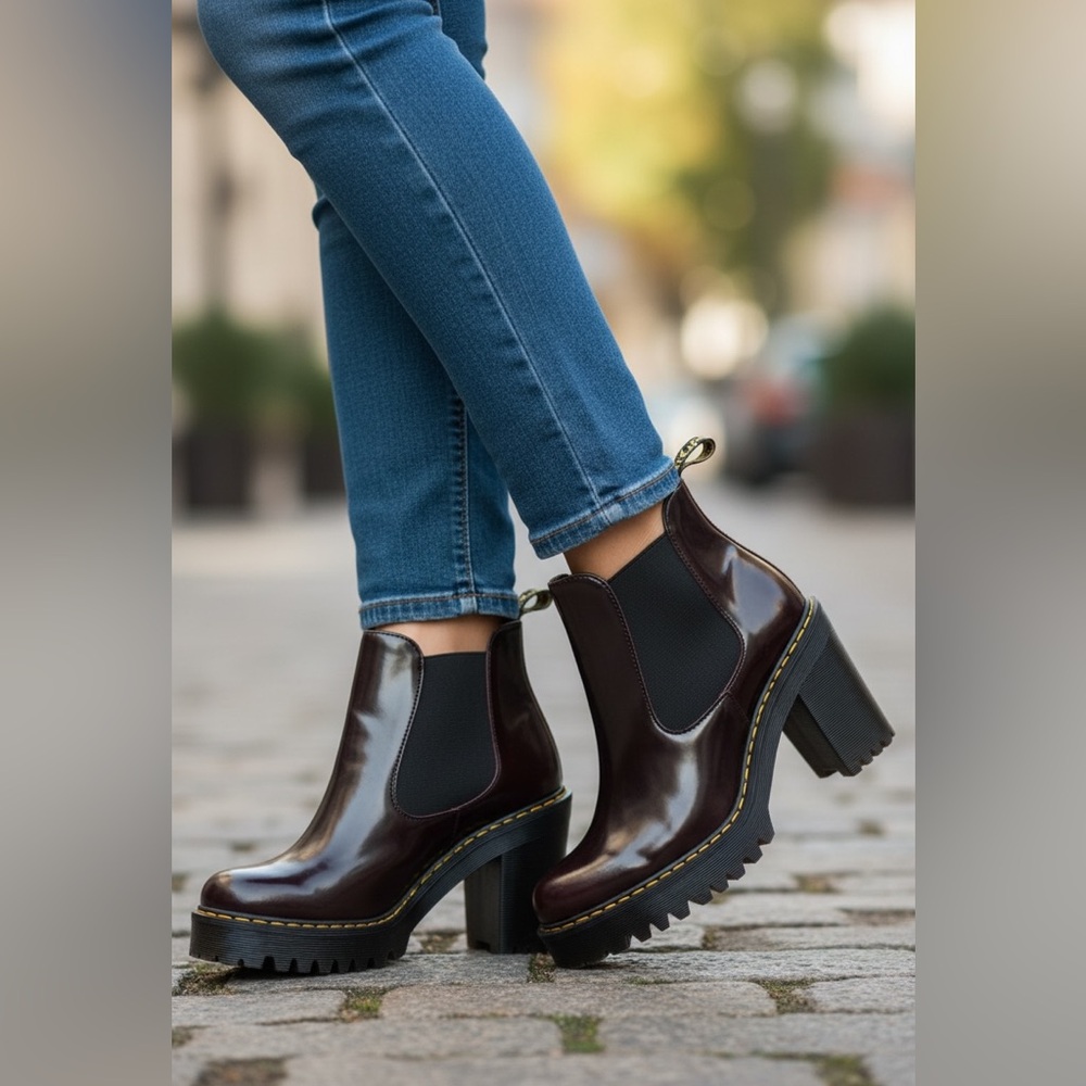 Dr. Martens Women's Burgundy Heeled Boots